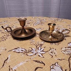 Vintage mismatched Brass Candle Holders